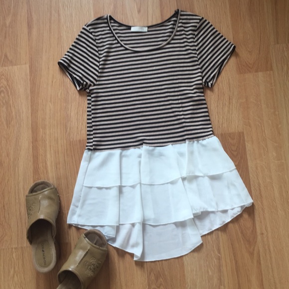 jelly c. Stretchy Tee with Drop Ruffle - Picture 2 of 3